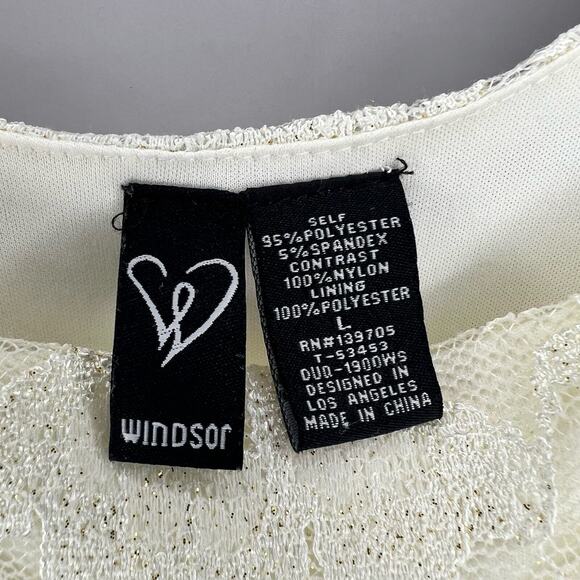 Windsor Cream Lace Tulle Dress, Sleeveless Fit & Flare Formal Party L - Picture 8 of 11